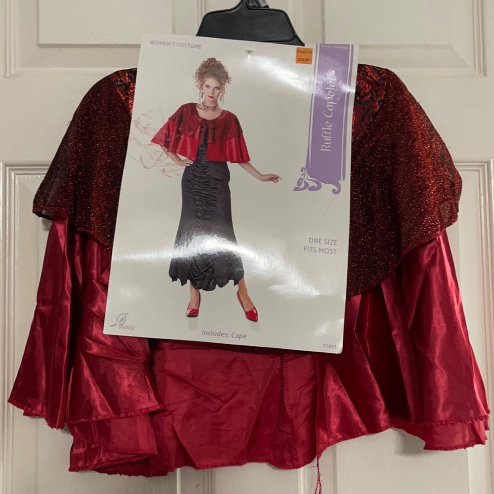 NEW RED SHINY RUFFLE CAPELET